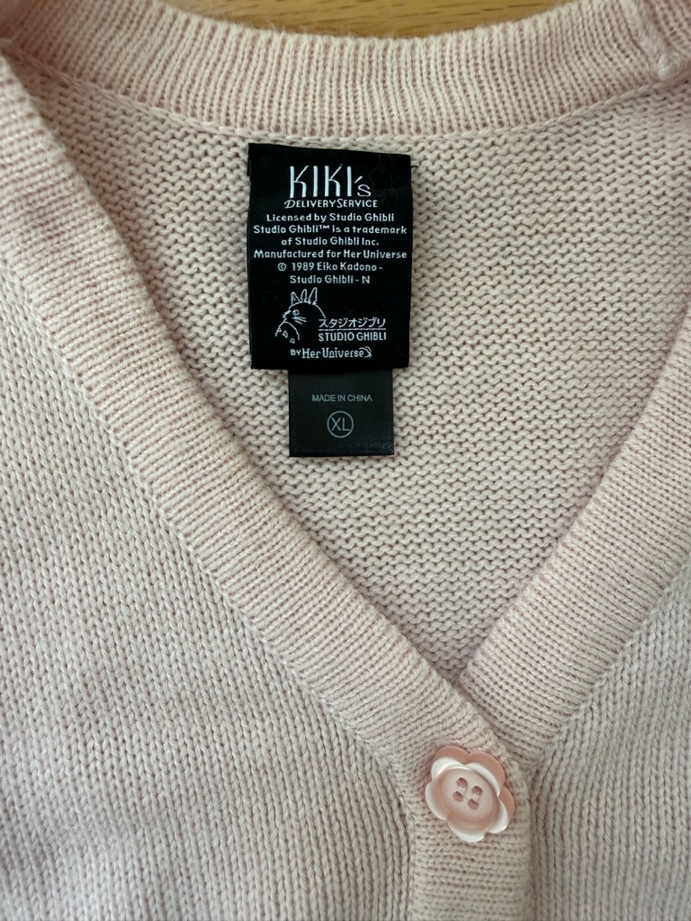 Kiki’s Delivery Service Cardigan Studio Ghibli Pink Embroidered Cat Sweater XL - Picture 8 of 11